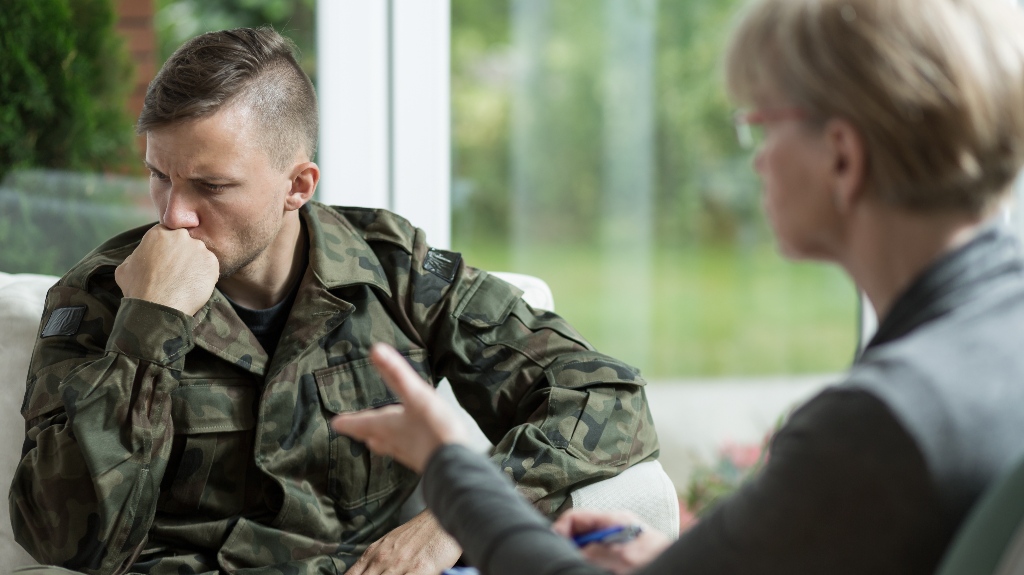 veteran is speaking with lawyer
